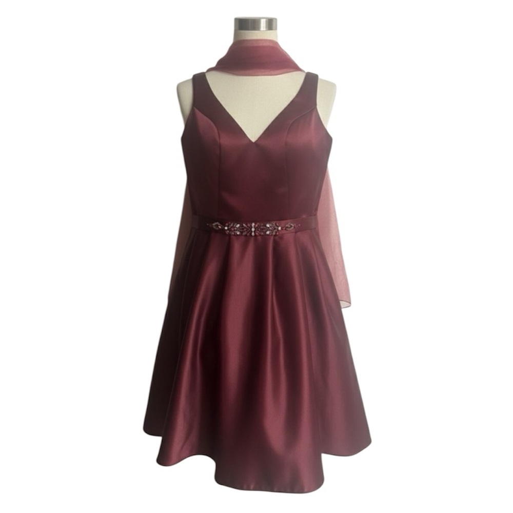 May Queen Burgundy‎ V-Neck Mini Dress